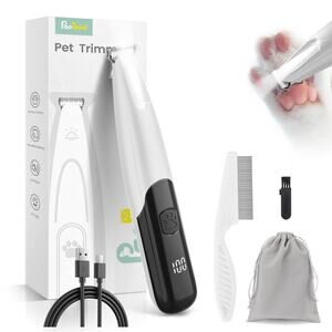 Dog Paw Trimmer with LED Light, 35dB Low Noise Paw Trimmers for Dog's Feet